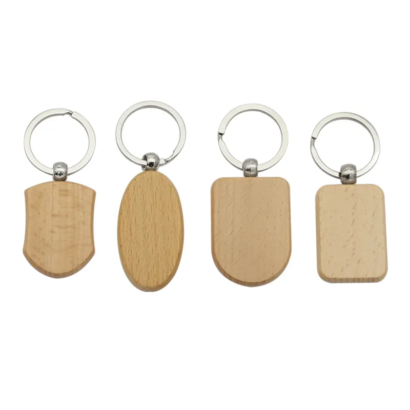 Porte-clés en bois personnalisé gravé au laser sérigraphie Logo Souvenir Promotion cadeau porte-clés en bois vierge