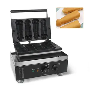 Industrial 4Pcs Commercial Mini Penis Shape Belgian Non Stick Waffle Baker Makers Machines With Square Shape For Sale
