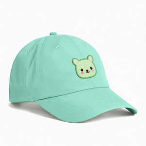 Custom 6 Panel Street Baseball <b>Hat</b> Cute Bear Woven Patch Logo Solid Color Curved Brim Unisex Wholesale ODM Injae Vina Vietnam - Product Image 2