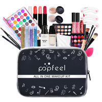 Palette de fards à paupières tout-en-un, rouge à lèvres liquide longue tenue, mascara, éponge, coffret cadeau de maquillage beauté à prix réduit