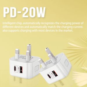PD 20W Quick Charge White <b>Usb</b> <b>Plug</b> 3 Pin Fast Charging Uk <b>Plug</b> Charger Type C <b>Plug</b> Ios Charger for ALL Phones - Product Image 4