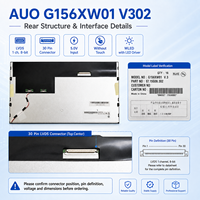 AUO G156XW01 V302 15,6 Zoll Industrielles LCD-Panel 500 Nits WXGA LVDS 30-Pin TFT-Anzeigemodul für HMI-Maschinensteuerung