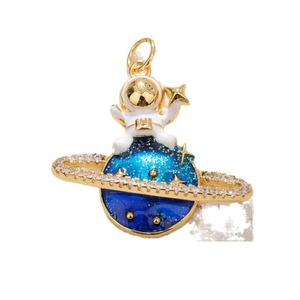 DIY joyería de Navidad chapada en oro baratijas Luna Azul tortuga alce ciervo bolsa encanto sol planeta encantos joyería Accesorios - Product Image 5