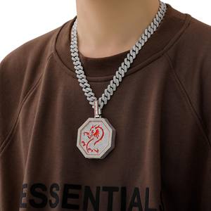 BES mode 12 chinois zodiaque forme laiton <span class=keywords><strong>pendentif</strong></span> collier Hip Hop Style CZ diamant glacé Zircon plaqué or pour les fêtes cadeau - Product Image 6