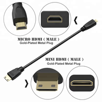 Kabel Video Mini HDMI pria Ke mikro HDMI pria, berlapis emas HD 720P 1080P