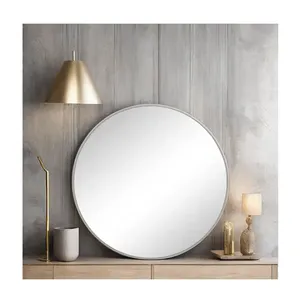 Moderne Witte Omlijsting Ronde Grote Woonkamer Muur Home Decor Luxe Full Body Length Design Onbreekbare Spiegel Miroir