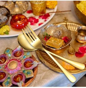 Large Golden Metal <b>Serving</b> Spoons Slotted Kitchen Utensils Stainless Steel <b>Serving</b> Spoons <b>Serving</b> Forks Cake Spatulas - Product Image 2