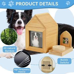 Urne funéraire en bambou en forme de maison pour toutes les cendres d'animaux (chien, chat) avec cadre photo, couleur bois, cadeau commémoratif pour crémation - Product Image 6