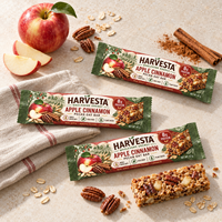 Sachet refermable personnalisé à scellage arrière pour emballage de barres d'avoine à la cannelle et aux noix de pécan, idéal pour les snacks protéinés végétaux