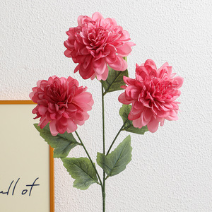 Nouvelles fleurs artificielles Dahlia à tige unique, effet toucher réel, haute qualité, 2 têtes, pour la décoration de la maison, Noël, fête des Mères - Product Image 5