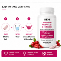 Comprimés OEM CranberryProbiotics D-Mannose pour la Santé Urinaire 36mg PAC – Complément Quotidien de Soutien de la Flore Intérieure à base de Probiotiques de Canneberge