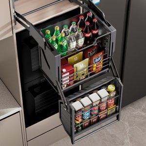 HNOSS Système de levage de cuisine Organisateur de panier de levage déroulant Armoire haute hydraulique <span class=keywords><strong>Double</strong></span> panier à tirer vers le bas - Product Image 3