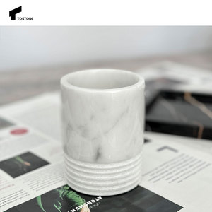 Tostone 2025 juego de tazas para verter hecho a mano blanco mármol de Carrara piedra Natural grabado decoración de sala de té para sala de estar cocina caliente - Product Image 1