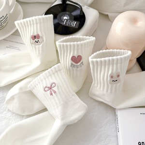 Women Wholesale White Trendy Cute Solid Color Mid Calf <strong>Socks</strong> Warm Comfortable Thermal Cotton <strong>Socks</strong> Breathable Knitted <strong>Socks</strong> - Product Image 3