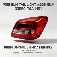 Feu arrière de voiture, ensemble de feux arrière pour Honda OEM 33550-T6A-H51, remplacement automobile, feu stop arrière
