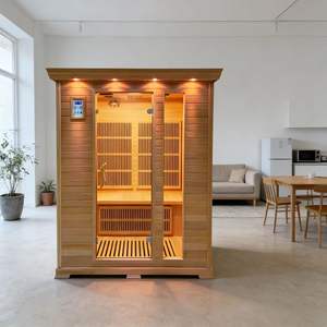 Sauna carré en cèdre rouge de qualité supérieure, durable, pour 2-3 personnes, pour une récupération active, sauna en bois massif durable pour un calme thérapeutique - Product Image 2