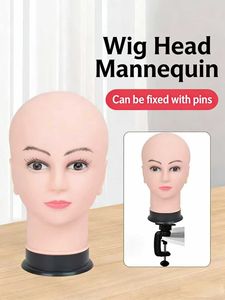 Cabeza de maniquí para peluquería, modelo especial con soporte, cabeza calva para exhibición de pelucas y peinados femeninos - Product Image 2
