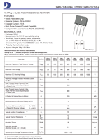Redresseur à pont monophasé GBU1008G 800V 10A à passivation par le verre, boîtier à trous traversants, alimentation 100% originale et traceable