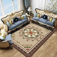 Tapis de sol personnalisé en velours noir à motifs floraux, antidérapant, doux, pour salon, tapis de style européen persan, décoration de luxe pour la maison, grand format