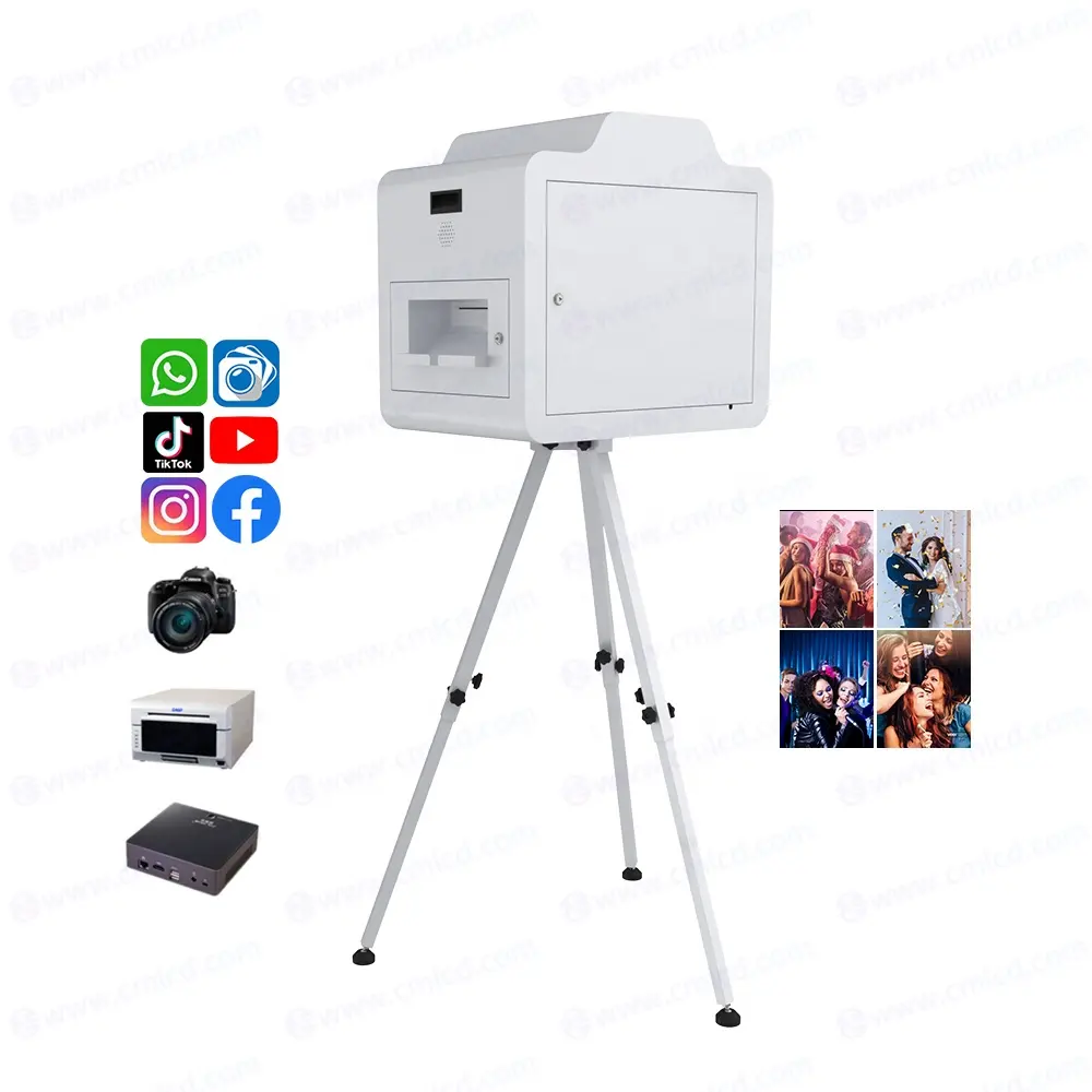 21,5-Zoll-Touchscreen-Bildschirm Smart Portable Instant Print Photo booth mit Flight Case für Party Hochzeit Selfie Photo Booth Box