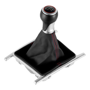 Car Gear <b>Shift</b> <b>Knob</b> Cover Leather Black Red Stitching For Volkswagen Amarok 5 6 Speed Manual Transmission - Product Image 2