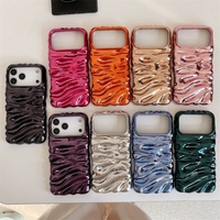 Nouvelle Coque de Téléphone Électroplaquée 3D Effet Ondulations d'Eau pour iPhone 16 Plus 17 Air Pro Max, Coque Arrière Antichoc