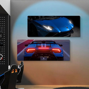 カスタマイズされたUSB 3D LEDカーウォールアートアニメーションブラックアクリルLEDサスペンション装飾レーシングネオンライト付きウォールアート用 - Product Image 2