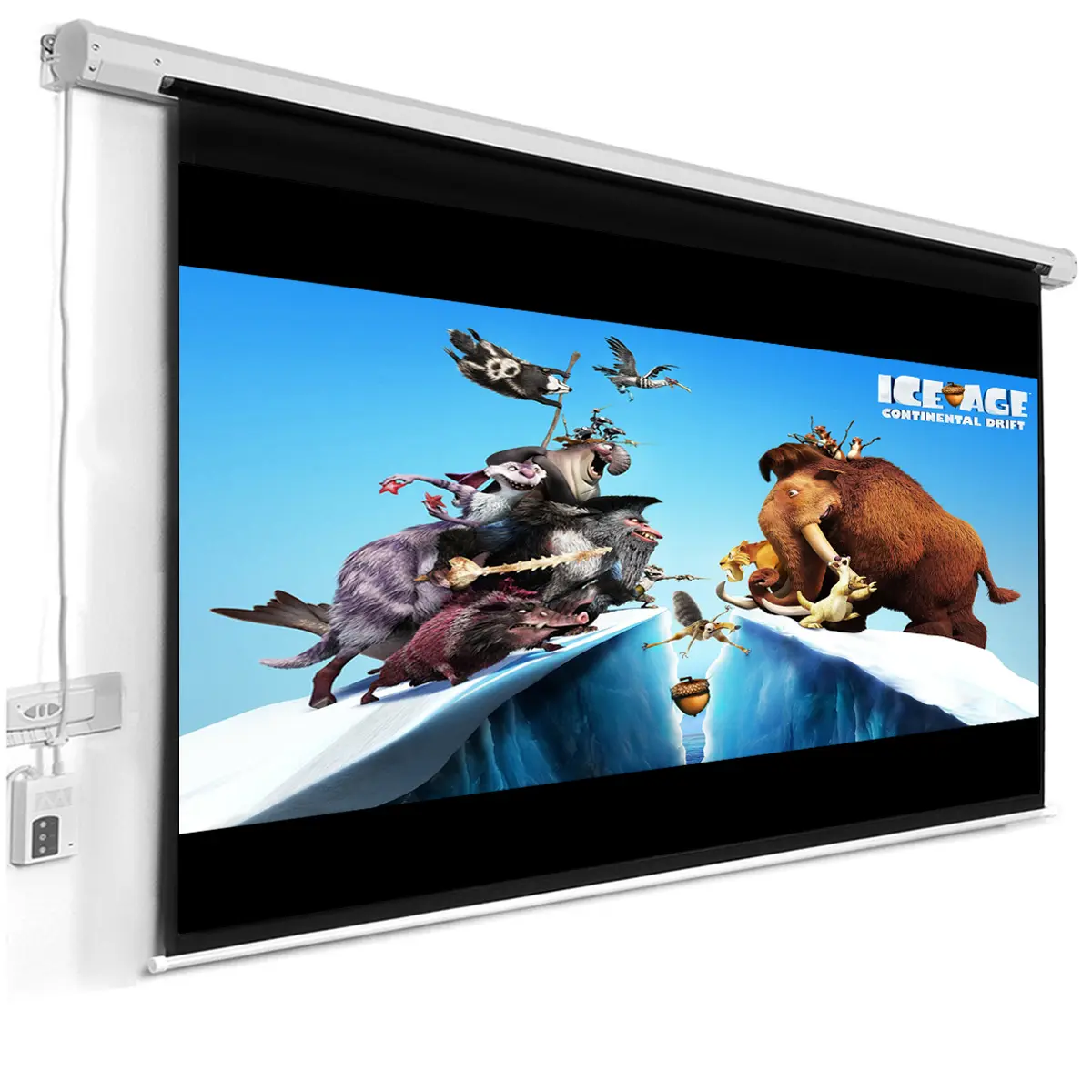4:3 Electric Au-to Projection Screen mate white material fabric projector screen
