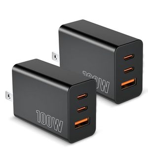 Cargador de Pared USB-C de 3 Puertos y 100W con Carga Rápida GaN, PD+QC, Ideal para Viajes, Compatible con Mac, iPad y <span class=keywords><strong>iPhone</strong></span> - Product Image 1