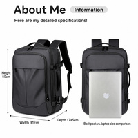 Mochila de Viaje Expandible, Impermeable, Grande, para Negocios y Conferencias, con Puerto de Carga USB, Diseño Moderno y Duradero