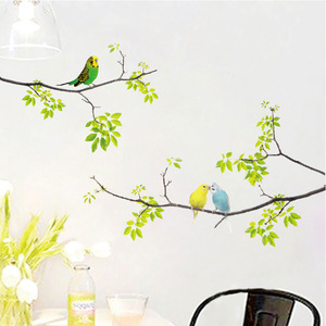 Autocollants muraux en forme de branche d'arbre et d'oiseau XM309, 20x70cm, en PVC imperméable, décoration de maison pour salon, fond de canapé - Product Image 5