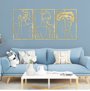 Décoration murale dorée en métal pour chambre à coucher et salon, cadre suspendu abstrait en forme <span class=keywords><strong>de</strong></span> <span class=keywords><strong>corps</strong></span> <span class=keywords><strong>de</strong></span> <span class=keywords><strong>femme</strong></span>, décoration murale en métal - Product Image 2