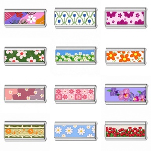 Pulsera de Eslabones de Acero Inoxidable de 2 cm de Largo, Venta al por Mayor, con Dijes Italianos Rosados, Joyería de Moda para Mujer, Regalo DIY - Product Image 2