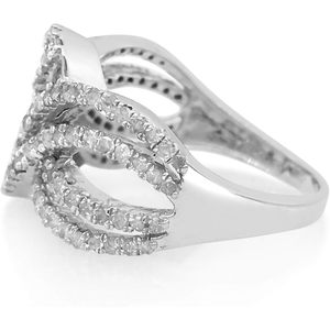 Bague de fiançailles Ornaatis Diamond Swirl 1,00 carat total, taille ronde baguette, en argent sterling, taille 7, design géométrique, sertissage en canal - Product Image 3