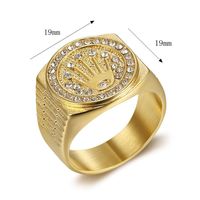 Bague en acier inoxydable tendance, motif épigone de blé, avec trois perles et strass pour homme