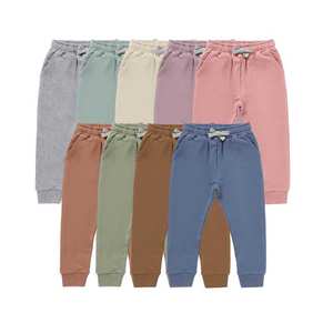 卸売弾性ウエストソリッドフレンチテリーフルレングスオーガニックコットンユニセックスボーイズガールズベビージョガーパンツ - Product Image 1