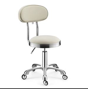 Tabourets ronds pivotants et réglables en hauteur pour salon de coiffure, tabourets à roulettes pour salon de coiffure, chaises à dossier en acier inoxydable - Product Image 6