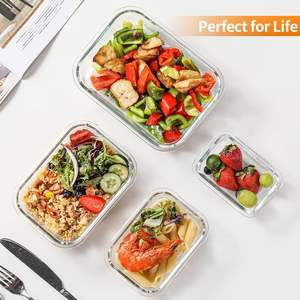 Conteneur de stockage alimentaire en verre hermétique personnalisable avec couvercle, boîte à lunch compatible micro-ondes pour la cuisine et les voyages - Product Image 2