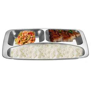 Plateau repas compartimenté en acier inoxydable, boîte à lunch, assiette alimentaire pour <span class=keywords><strong>cantine</strong></span> scolaire, 3/4/5 sections - Product Image 2