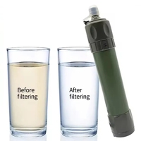 Paille filtrante portable écologique pour survie d'urgence, purificateur 4 étapes 0,1 micron pour camping, voyage, randonnée et tout usage