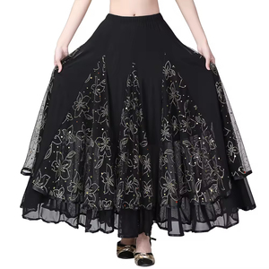 Women's Ballroom <strong>Dancing</strong> <strong>Dresses</strong> 360 Degree Swing Salsa Rumba Flamenco <strong>Tribal</strong> Rhinestone Floral Mesh Casual Elegant Shiny Sequin - Product Image 2