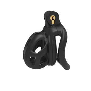 Черные дышащие пластиковые мужские рабы из нержавеющей стали, клетка целомудрия, 4 кольца, кольцо, замок, секс-игрушки для мужчин-оригинальные товары - Product Image 1