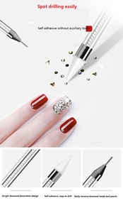 Stylo applicateur de cire et de strass à double tête avec manche en acrylique, marque privée, pour la décoration d'ongles - Product Image 4