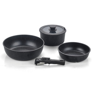 Ensemble de casseroles amovibles antiadhésives sans PFOA, revêtement en pierre de Maifan, alliage d'aluminium, ensemble de 5 pièces, design de séparation de 17 pièces - Product Image 3