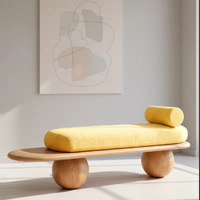 Banc long en tissu laine d'agneau nordique, tabouret de maison au design moderne, meuble pour salon, chambre à coucher, ottoman de bout de lit