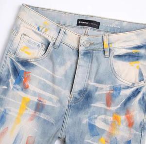 Taille Poids Street Wear Vintage Rétro Funky Tricoté Moyen Lavé Automne Jambe Droite Denim Jeans pour Hommes - Product Image 3
