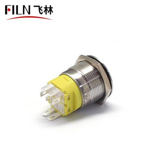 FILN impermeável 110v travamento momentâneo 7 pinos botão interruptor vermelho azul verde amarelo branco interruptor de botão de aço inoxidável - Product Image 4