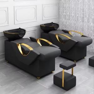 Chaise de salon de coiffure moderne en cuir synthétique, mobilier de salon de beauté, atelier, avec lavabo - Product Image 6