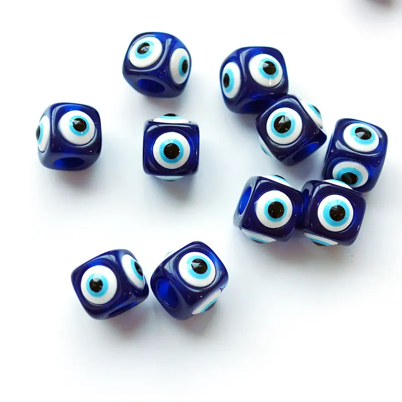 Dois Lado a Turquia Blue Evil Eye Quadrado De Vidro do Grânulo Do Olho Mau