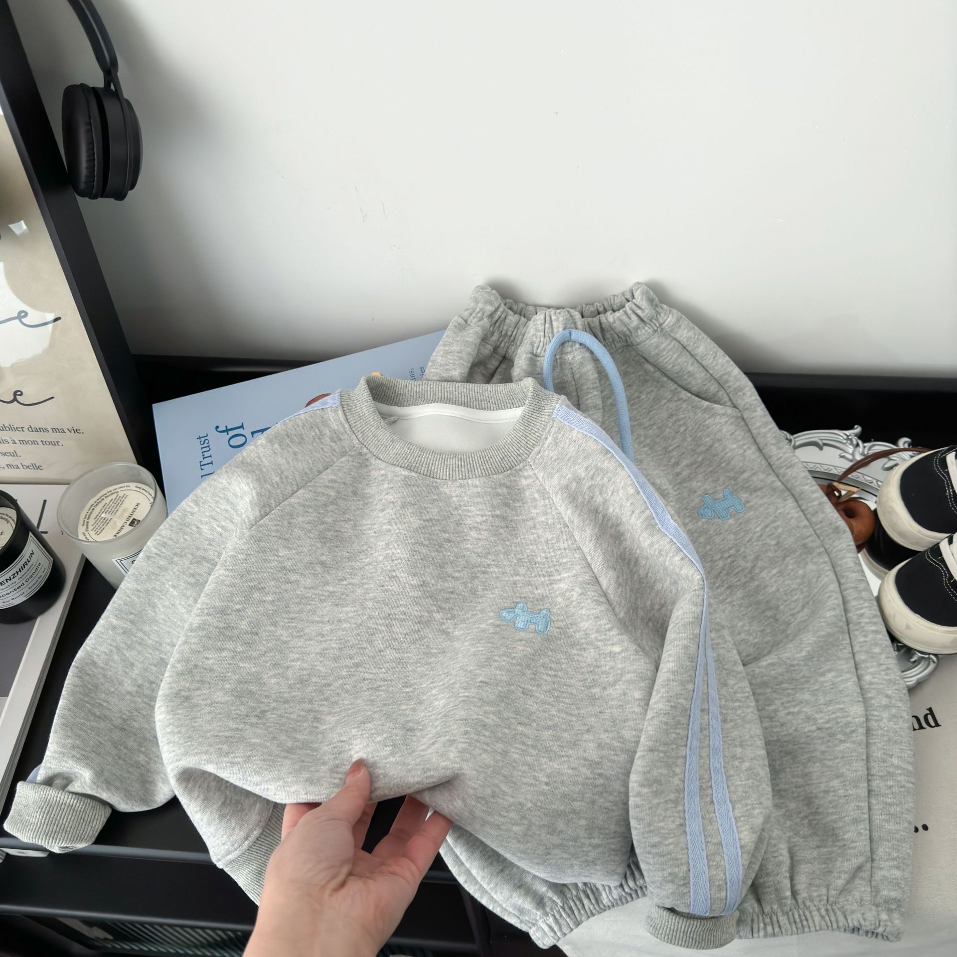 Ensemble sweat-shirt - gris foncé bleu petit cheval